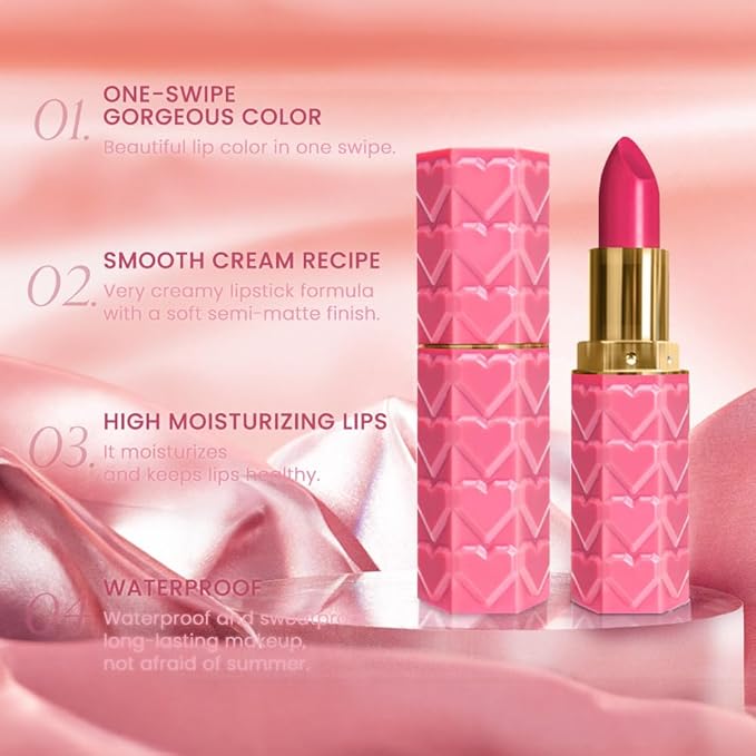evpct 1Pcs Pink Lipstick, Silky Velvet Matte Lipstick Pack Sets for Women, Long Lasting Smudge Proof Lipstick Lip Stain Makeup Kit matte lipstick 24 hours original P05