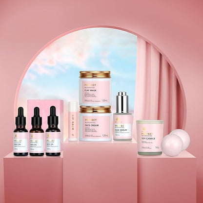 Christmas Gifts for Women, Spa Gifts 28pcs Rose Facial Skin Care Set for Women, Face Cream, Bath Oil, Serum, Shower Accessories - Bath and Body & Facial Kit - Birthday, Valentine's, Bridal Shower