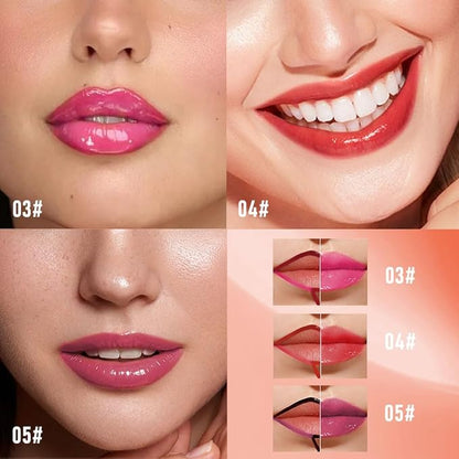 3Pcs Peel Off Lip Gloss Tattoo and Lip Oil, Lip Stain Peel Off Masque - Peel Off Lip Tint ,Long Lasting Waterproof Transfer-proof Lip Mask Lip Gloss Peel Off Lip Liner,Stay Lip Makeup 03#+04#+05#
