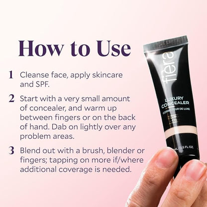 Fièra Luxury Concealer & Foundation with Anti-Aging Ingredients - Full Coverage for Dark Circles, Wrinkles, Fine Lines, and Spots, All-Day Wear For Mature Skin - Caramel, 0.5 FL. OZ. / 15 ML