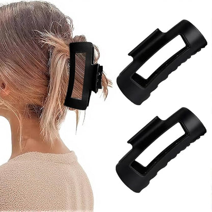 Silicone Hair Clips, Cloud Hair Pins for Women, 3.9 inch Soft Hair Claw Clip for Thick/Fine/Thin/Curly Hairstyle, Black 2 Pack