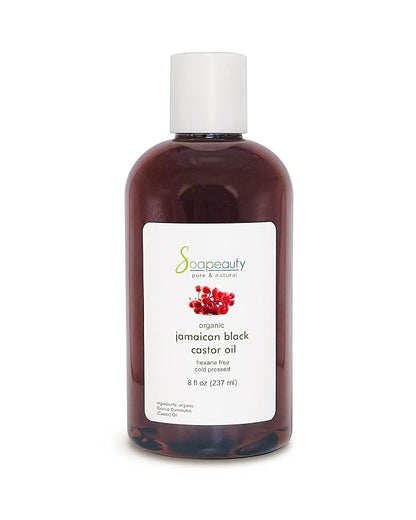 Soapeauty JAMAICAN BLACK CASTOR OIL Cold Pressed Unrefined | 100% Pure Natural Black Castor Oil Promotes Healthy Skin & Hair | Carrier Oil & Strengthens Nails | 8 fl oz