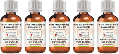 Greenwood Essential Pure Frankincense Essential Oil (Boswellia carterii) Steam Distilled (Pack of Five) 100ml X 5(16.9 oz)