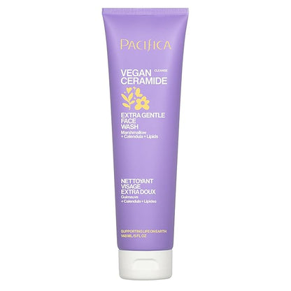 Pacifica Face Wash for Sensitive Skin Facial Cleanser Vegan Ceramide Barrier Repair Extra Gentle for Daily Fragrance Free for Sensitive Skin, Clean Beauty, Vegan & Cruelty-Free Dermatologist Tested