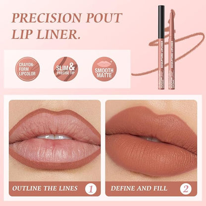12 Colors Matte Lip Liner Pencil – Long Lasting Waterproof Lip Liner, Smudge Proof Transfer Proof Lip Pencil, High Pigment Lip Makeup for Defining & Filling Lips (02#, 1PCS)