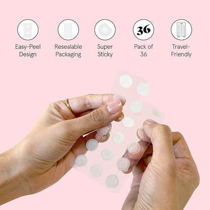 grace & stella Award Winning Pore Strip - Pimple Patches for Face - Hydrocolloid Acne Patches for Shrinking Zits, Breakouts - Spot Stickers - Dermatologist-Tested, Vegan (Invisible, 36 Count)
