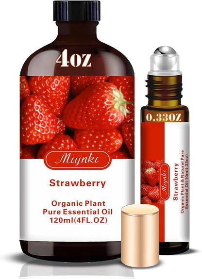 Strawberry Essential Oil-Strawberry Fragrance Oil 4.33oz (130ml)-100% Pure Natural Scent for Diffusers, Candles, Soap Making & Aromatherapy-Relaxing Home & Gift Essential Oil for Bath, Massage