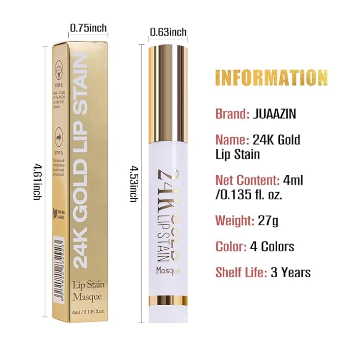 All Day Lip Stain Peel Off Gold Liquid Lip Gloss Tattoo, Mauve Matte Finish Peel Off Lip Stain Masque, Long Lasting Waterproof Lip Tint, Transfer-proof for All Skin Types 04#