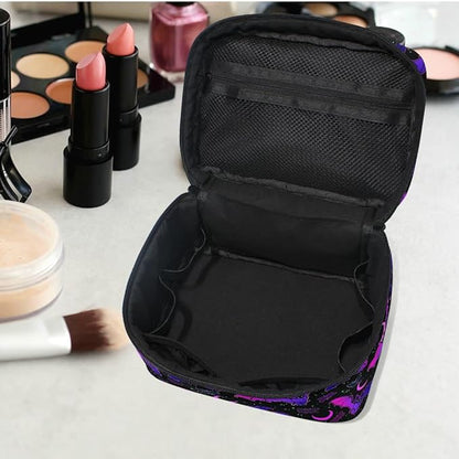Goth Makeup Bag, Purple Bat Gothic Butterfly Makeup Organizer Bags Toiletry Bag Box Travel Cosmetic Bag Make Up Train Case for Women Teen Girl Ladies