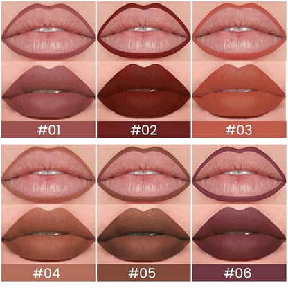 6Pcs Retractable Lipliner Pencil Waterproof Makeup for Lip Liner and Eye Liner, Smooth and Creamy, Long Lasting Matte Finish, Vegan Beauty, Matte Velvet Pigmented Lip Liner (01, 6Pcs)