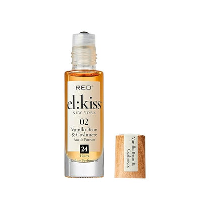 EL:KISS Roll On Perfume, Vanilla Bean & Cashmere Eau de Parfum 12mL (.40 Fl Oz), Hydrating & Long-Lasting, Alcohol-Free & Mineral Oil-Free, Infused with Jojoba, Argan & Coconut Oil