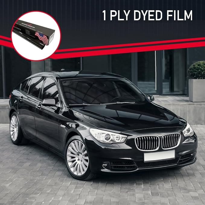 United Window Tint Universal Black 5% VLT 36" in (Width) x 100'Ft Standard Dyed 1Ply Film Black Color - Privacy Window Film for Car, Home, Blocks UV/IR Rays, Reduce Heat & Glare Adhesive Window Film