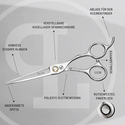 Professional Hair Cutting Scissors 6.5" - German High Carbon Steel Barber Shears with Convex Blades, Ergonomic Design for Salon & Home Use - Pius Lang