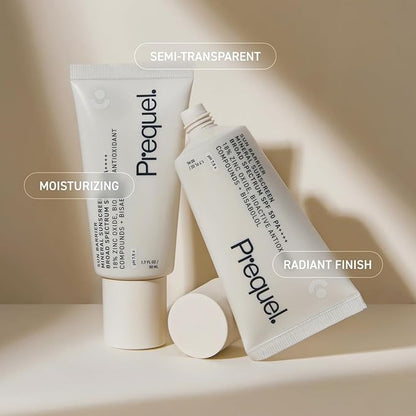 Prequel Skin Sun Barrier Mineral Sunscreen SPF 50. PA++++ Broad Spectrum Zinc Oxide Sunblock with Semi-Transparent Lightweight Texture. Moisturizing UV Defense for Face. Travel Size, 1.7oz