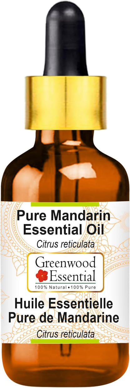 Greenwood Essential Pure Mandarin Essential Oil (Citrus reticulata) with Glass Dropper Steam Distilled 100ml (3.38 oz)