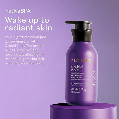 Nativa SPA by O Boticário, Orchid Noir Moisturizing Body Lotion, Fragranced Skin Hydration with Purified Quinoa Oil Drops, 13.5 Ounce (400ml)