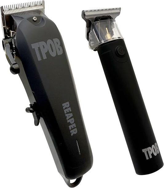 TPOB Slime 2 Ghost Black Clipper Trimmer Set Barber Hair Clippers for Men 6800 RPM with Rubber Case (Black)