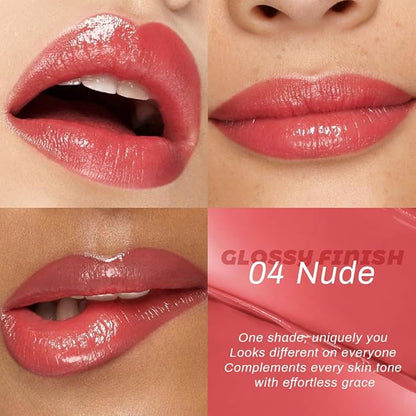 evpct 2Pcs Nude Honey Lipstick Tinted Lip Balm, Sheer Hydrating Shine Tinted Lipstick for Women, Moisturizing Lip Color, Nourishing Tinted Lip Balm Plumper Gloss Stain, Glossy Shiny Finish