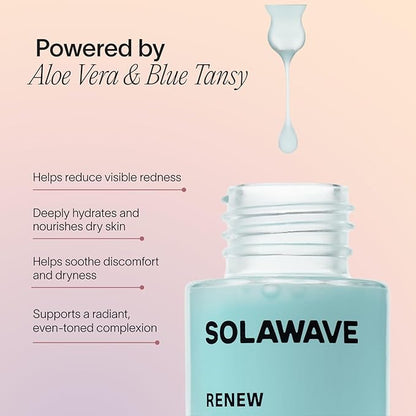 Solawave Renew Complex Red Light Therapy Activation Serum for Face & Neck | Pairs with LED Facial Wand Device | Hydrates & Plumps the Skin | Blue Tansy, Aloe Vera, Hyaluronic Acid (1 Oz)