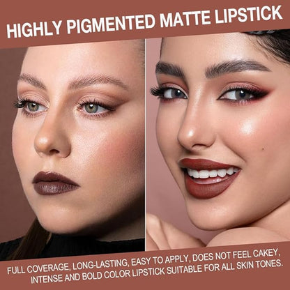 BINGBRUSH 2-in-1 Gradient Lip Liner & Lipstick Combo,2Pcs Matte Longwear Waterproof Lip Pencil with Cone Tip,Smudge Proof Crayon for Flawless Ombre Contour,Women's Long Lasting Makeup Set(06#&07)