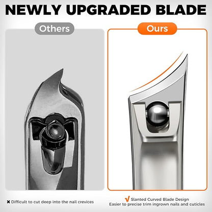 Heavy Duty Slanted Nail Clippers for Thick Nails - Wide Opening, Ultra Sharp Ingrown Toenail Clippers for Seniors