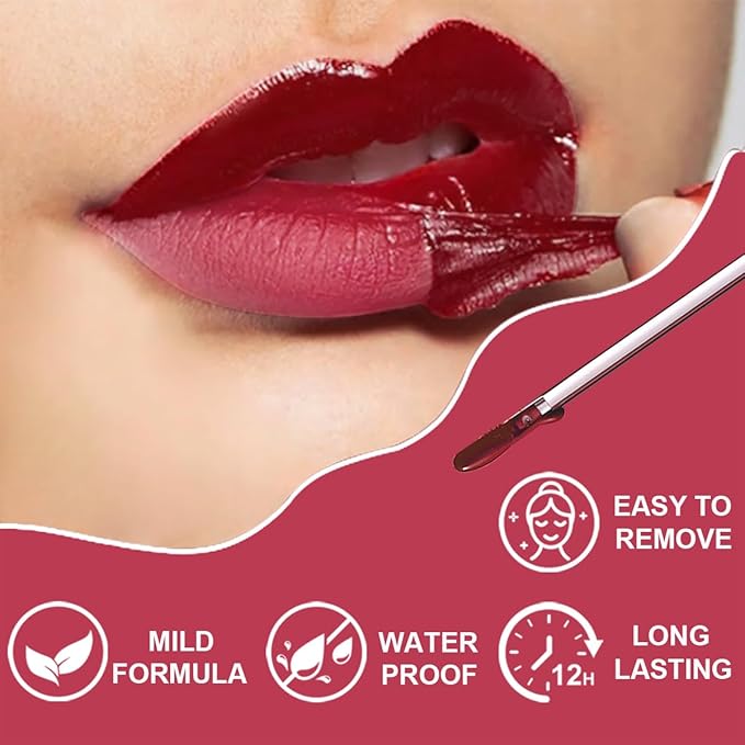 3 Colors Peel Off Lip Liner with Tweezer Kit, Rich Color Matte Finish Lip Tint Stains Makeup Set for Women, Long Lasting, Waterproof, Smudge Proof, For All Skin Types (#2, #3, #4)