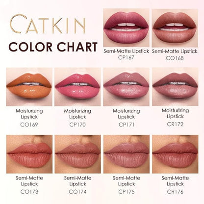 Catkin Moist Lipstick Hydrating High Impact Color Infused with Vitamin E and Avocado Oil Smooth Soft Texture Long Lasting Glow Finish 172