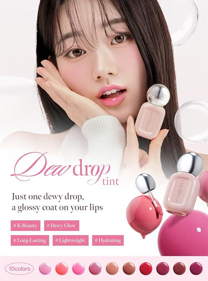 Dew Drop Tint #203 Bubbly 4.5g, Glossy, Lightweight Lip Stain, Glass-Like, High Shine, Moisturizing Lip Oil, Long Lasting Color, Hydrating Gloss, Dewy Finish, Korean Beauty Makeup
