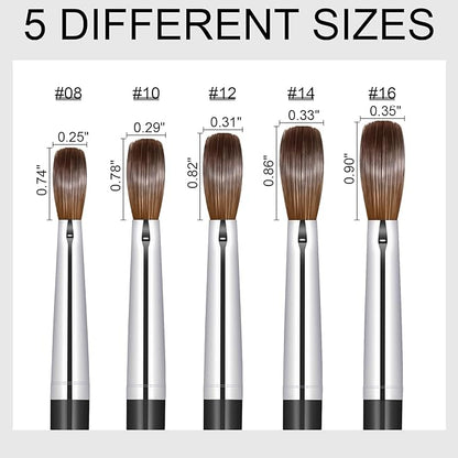 Acrylic Nail Brush Size #10, 100% Pure Kolinsky Nail Art Brushes for Acrylic Application, Sturdy Handle Oval Shaped Acrylic Powder Nail Design Tools for Professional Manicure DIY