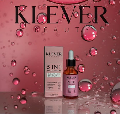Anti-Aging Face Serum with Hyaluronic Acid, Vitamin C, Collagen, Niacinamide & Vitamin E – Hydrating Facial Treatment for all skin types – KLEVER Beauty, 30 ml