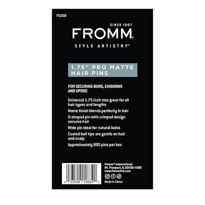 Fromm Style Artistry 1.75" U-shaped Crimped Hair Pins, Matte Bronze, 800 Hair Pins, Secure Hold, Suitable for All Hair Types and Lengths, Hair Accessories for Women