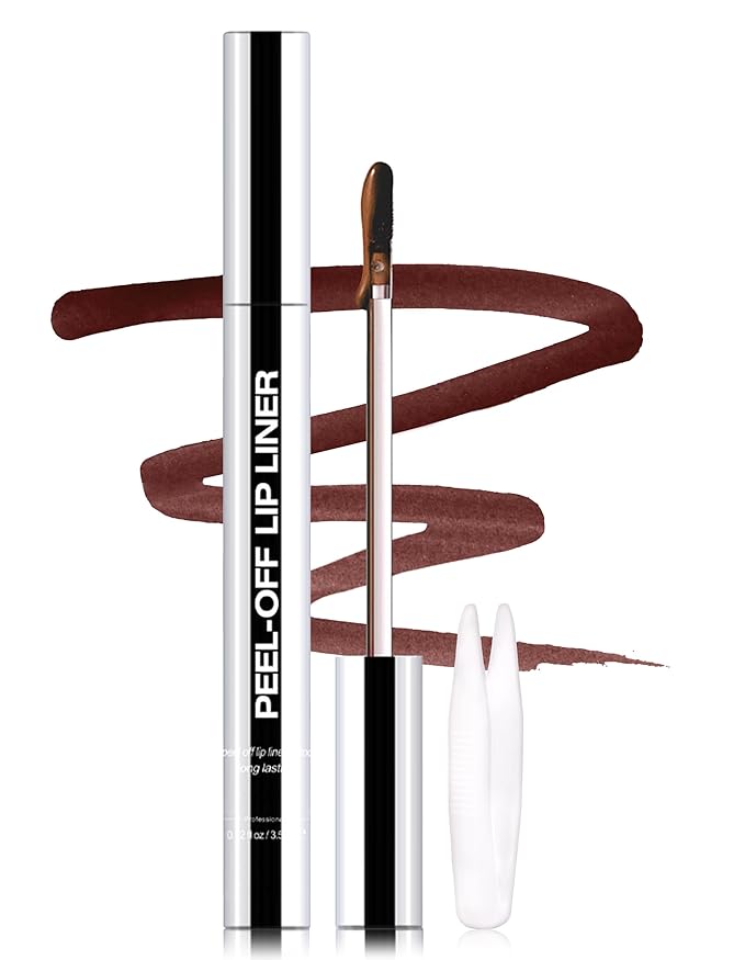 Erinde Peel Off Lip Liner Stain, Long Lasting Tattoo Lip Liner with Tweezer, Matte Finish, Waterproof Transfer Proof Lip Stain Peel Off, Non-Stick Cup Nude Lip Stain Lipliner, 02
