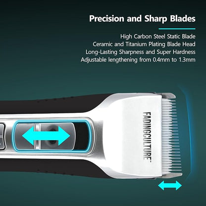 The Fadify 2.0 Cordless Hair Clippers for Men, 7000RPM Professional Barber Clippers Detachable Inclined Blade, Mens Hair Clippers Fading Culture Hair Trimmer Cutting Kit Rechargeable LCD Men Boy Gift