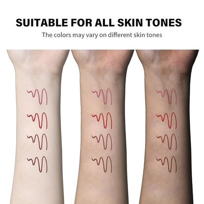Matte Lip Liner Pencil Set,4 Colors Mini High-Pigmented Long Lasting Waterproof Cream Smooth Texture Lip Color Mini Combo Set Makeup (Sharpener Not Included)