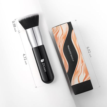 DUcare Kabuki Foundation Brush for Liquid Makeup Flat Top Professional Stick Buffing Blending Mineral Powder Large Face Makeup Brush, Black