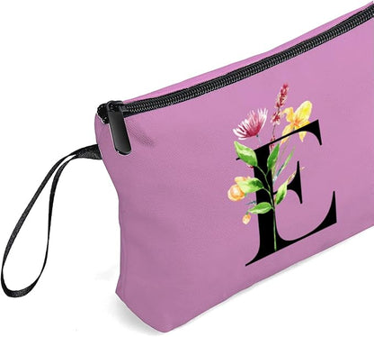 Women Birthday Unique Bride to be Bridal Shower Initial Gifts for Mom Sister Friend Her Teacher Aunt Makeup Cosmetic Bag with Mirror Mothers Day Christmas Graduation E