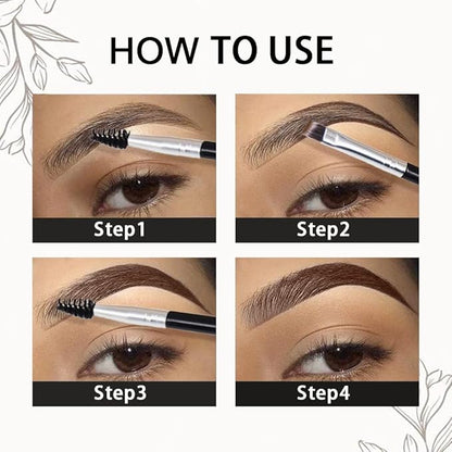 evpct Chocolate Eyebrow Powder Pomade Gel Shaper Makeup Kit with Dual-ended Brush, Eyebrow Stencils Kit for Women Shaping, Eye Brow Pomade Stencil Shaper Tinting kits for Women Long Lasting Waterproof