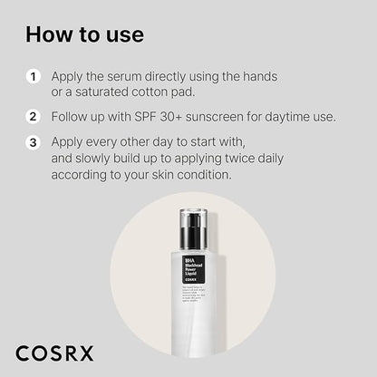 COSRX Niacinamide 2% + BHA 4% Blackhead Exfoliant Toner 3.38 fl.oz / 100ml, Korean Toner, Blackhead Remover, Pore Minimizer for Enlarged Pores, For All Skin Types, Korean Skin Care