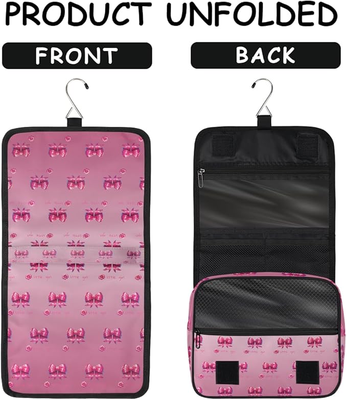 Travel Toiletry Bag for Women & Men Pink Beautiful Flower Hanging Cosmetic Organizer Portable Waterproof Makeup Case Make Up Bag with Compartments Travel Essentials for Bathroom Shower