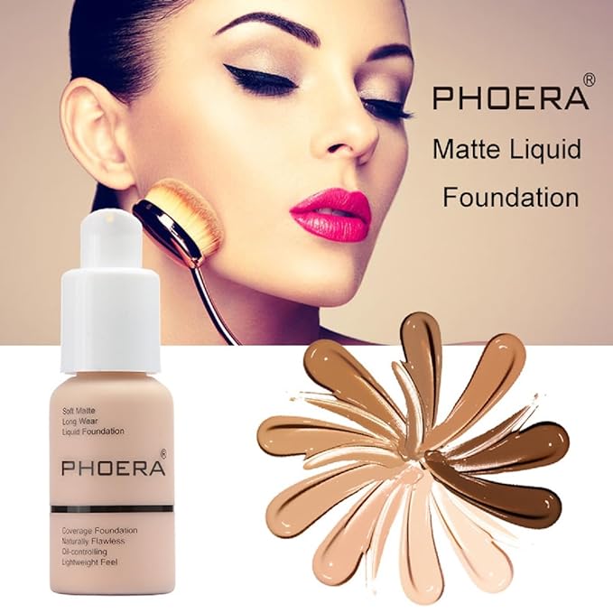 2 Pack Meifen Foundation 103# Warm Peach and 104# Buff Beige,Full Coverage Flawless Soft Matte 24 HR Oil Control Waterproof Concealer Liquid Foundation Makeup. ﻿