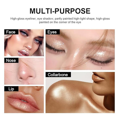 Black Eyeshadow Stick Makeup, Waterproof Hypoallergenic Long Lasting Cream Eye Shadow Pencil, Highlighter Matte Crayon eyes liner, Glitter Primer Palette Shimmer Eyeliner Pen