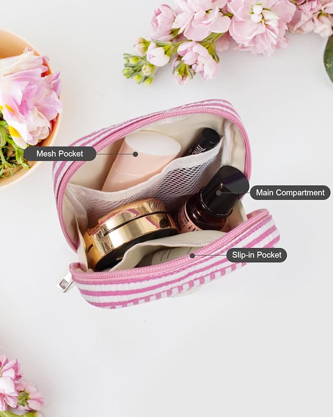 LETGO 2025 Graduation Gifts for Women- Personalized Initial Cute Pink Cosmetic Makeup Bag Pouch Make Up Bags Travel Toiletry Bag for Her Mom Girlfriend Wife Teacher 18th Birthday Gifts for Girls