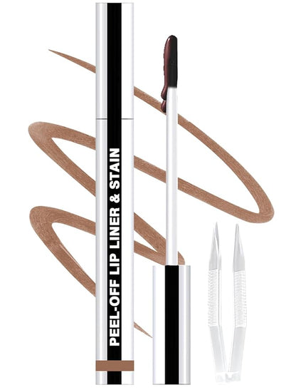 Lip Liner Stain Peel Off with Tweezer, Long Lasting Matte Lip Tattoo, Highly Pigmented Color Lip Makeup, Waterproof, Transfer-proof Lipstain for Women, for All Skin Types 05