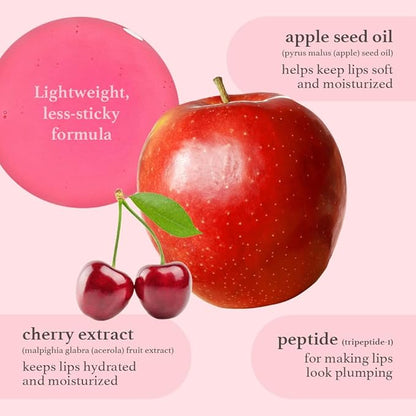 NOONI Korean Lip Oil - Applecherry | Long-Lasting, Moisturizing, Plumping, Revitalizing for Dry Lips, Waterproof, No Peel Off, Hydrating, Nourishing Crystal Clear, Stocking Stuffers, 0.12 FL Oz