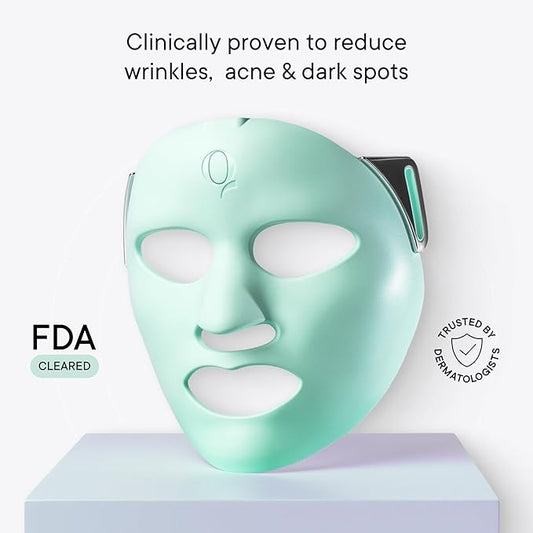 Qure Red Light Therapy for Face – LED Mask with 5 Light Modes for Anti-Aging, Acne, Wrinkles & Dark Spots, 3-Min Wireless Daily Treatments, Smart App Control with Reminders, FDA Cleared