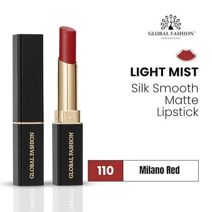 Global Fashion Silk Smooth Matte Lipstick – Long-Lasting, Luxurious Color, Rich Hydration, Lightweight Formula, Lightweight Matte Lip Color for Women, Available in Multiple Shades (110, 0.12 oz)