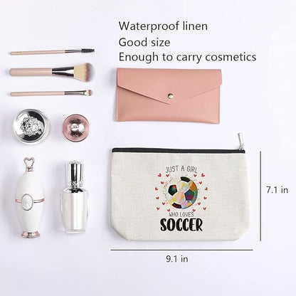 KDXPBZ Soccer Cosmetic Bag - Coach & Team Gifts for Lovers, Players, Fans - Birthday Gifts for Women, Friend, Sister, BFF, Bestie