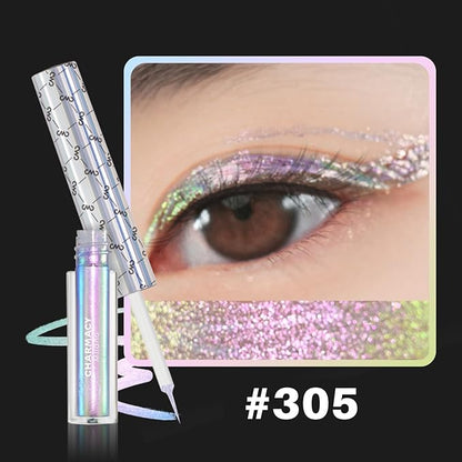 CHARMACY Chameleon Liquid Eyeliner, Liquid Glitter Eyeliner, Highly Pigmented, Metallic MultiColor Shifting waterproof Eyeliner, Ultra-Fine Tip, Longwearing, Smudge-proof (#305)