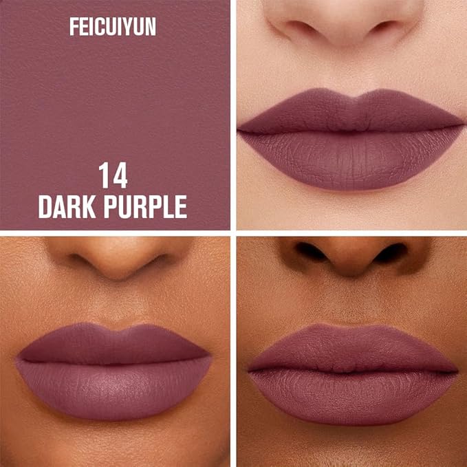Matte Calligraphy Liquid Lip Liner Lipstick Pencil, Dark Purple Long-Lasting Transfer-Proof Lip Stain Halloween Birthday Party Wear, Sheer Buildable Color, Fades to a Natural Wash of Colors