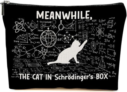 Funny Physics Makeup Bag, Physics Gifts Cosmetic Bag, Cat Lovers Organizer Zipper Pouch Science Teacher Gifts for Women Friends Sister Coworker Daughter Scientist Science Nerd